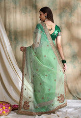 Womens Fashion Ethnic Sea Green Color Sarees-MLSHWSA1617SGR0ONE