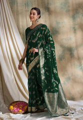 Womens Fashion Ethnic Green Color Sarees-MLSHWSA1587GRN0ONE