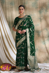 Womens Fashion Ethnic Green Color Sarees-MLSHWSA1587GRN0ONE