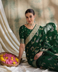 Womens Fashion Ethnic Green Color Sarees-MLSHWSA1587GRN0ONE