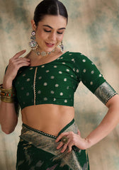 Womens Fashion Ethnic Green Color Sarees-MLSHWSA1587GRN0ONE