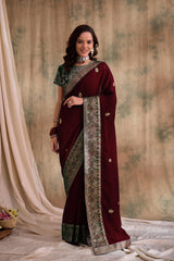 Womens Fashion Ethnic Maroon Color Sarees-MLSHWSA1561MRN0ONE