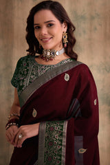 Womens Fashion Ethnic Maroon Color Sarees-MLSHWSA1561MRN0ONE