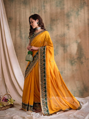 Womens Fashion Ethnic Mustard Color Sarees-MLSHWSA1563MUS0ONE