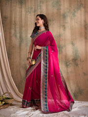 Womens Fashion Ethnic Pink Color Sarees-MLSHWSA1567PNK0ONE