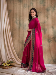 Womens Fashion Ethnic Pink Color Sarees-MLSHWSA1567PNK0ONE