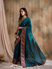 Womens Fashion Ethnic Teal Color Sarees-MLSHWSA1568TEL0ONE