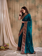 Womens Fashion Ethnic Teal Color Sarees-MLSHWSA1568TEL0ONE