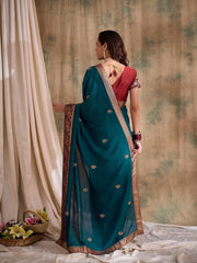 Womens Fashion Ethnic Teal Color Sarees-MLSHWSA1568TEL0ONE