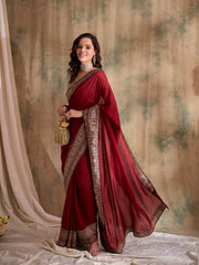 Womens Fashion Ethnic Maroon Color Sarees-MLSHWSA1538MRN0ONE
