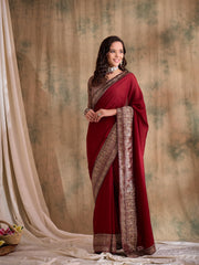 Womens Fashion Ethnic Maroon Color Sarees-MLSHWSA1538MRN0ONE