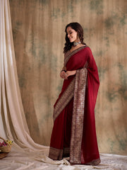 Womens Fashion Ethnic Maroon Color Sarees-MLSHWSA1538MRN0ONE