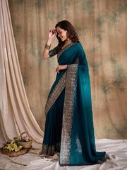 Womens Fashion Ethnic Teal Color Sarees-MLSHWSA1543TEL0ONE