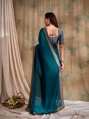 Womens Fashion Ethnic Teal Color Sarees-MLSHWSA1543TEL0ONE