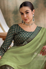 Womens Fashion Ethnic Pista Green Color Sarees-MLSHWSA1544PSG0ONE