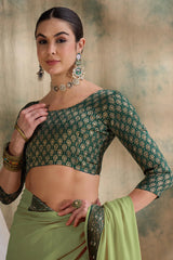 Womens Fashion Ethnic Pista Green Color Sarees-MLSHWSA1544PSG0ONE
