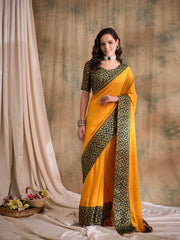 Womens Fashion Ethnic Gold Color Sarees-MLSHWSA1570GLD0ONE