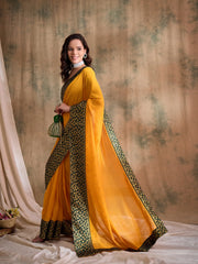 Womens Fashion Ethnic Gold Color Sarees-MLSHWSA1570GLD0ONE
