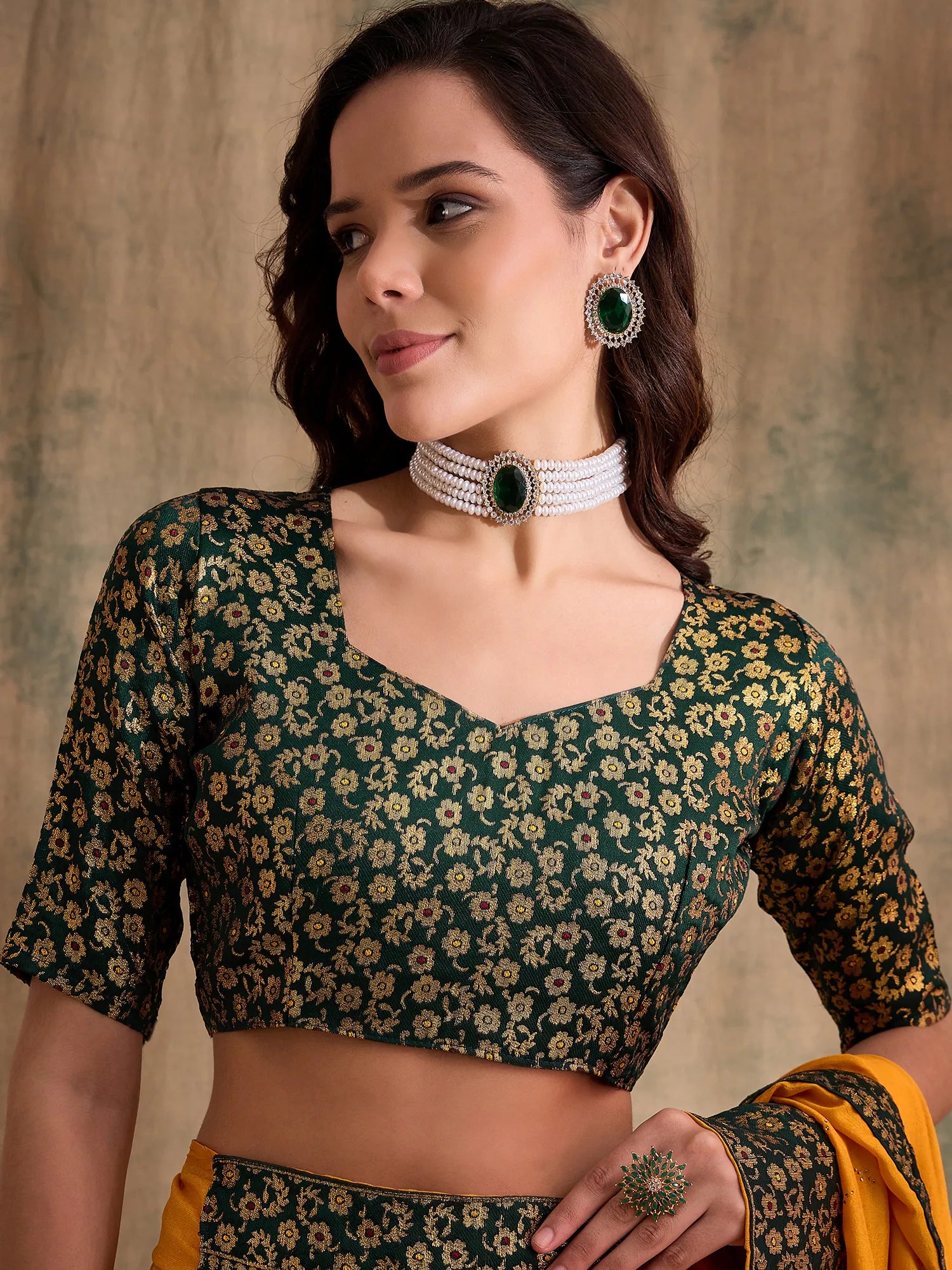 Gold Woven Polyester Saree | Banarasi Style