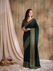 Womens Fashion Ethnic Green Color Sarees-MLSHWSA1572GRN0ONE