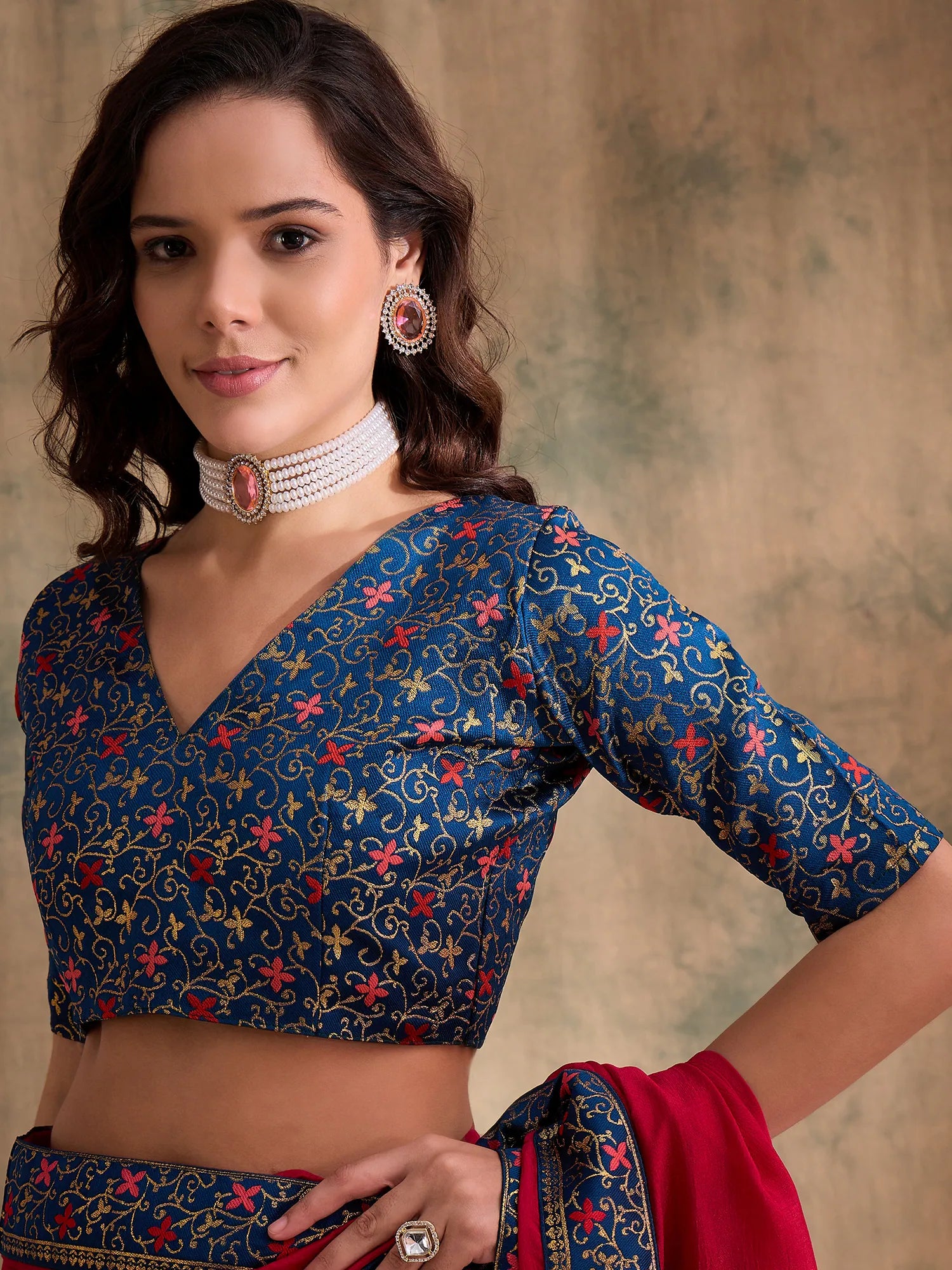 Pink Polyester Woven Saree | Indian Sarees