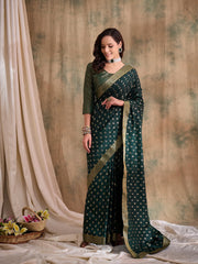 Womens Fashion Ethnic Green Color Sarees-MLSHWSA1545GRN0ONE