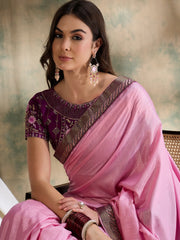 Womens Fashion Ethnic Pink Color Sarees-MLSHWSA1554PNK0ONE