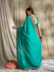 Womens Fashion Ethnic Sea Green Color Sarees-MLSHWSA1557SGR0ONE