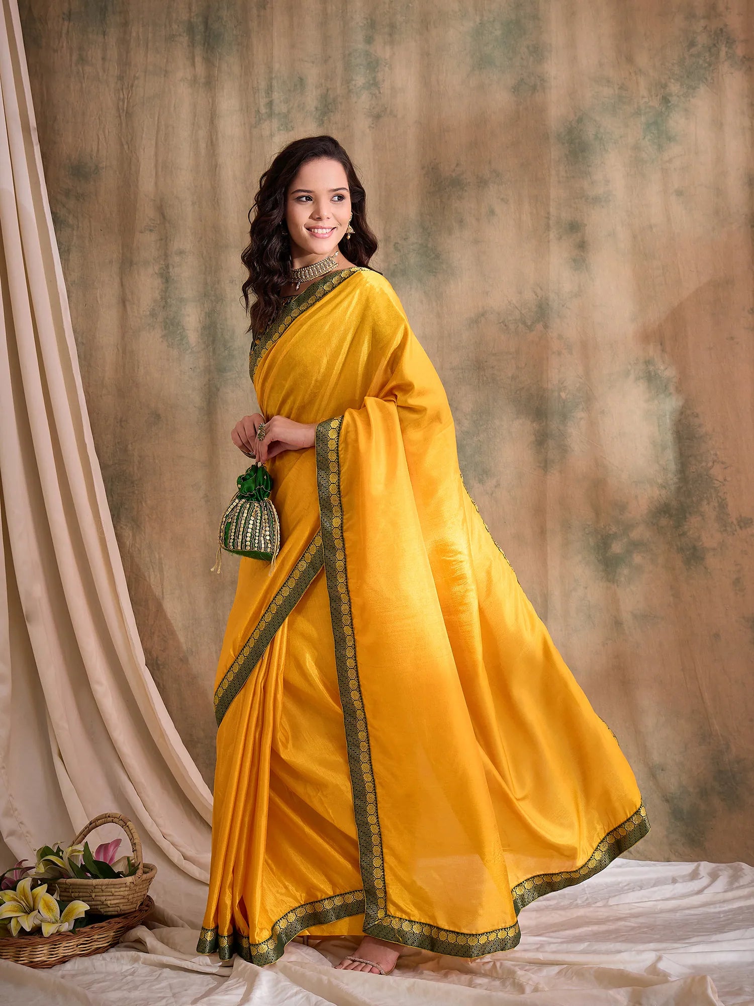 Yellow Embroidered Saree | Handcrafted Designer Sarees India