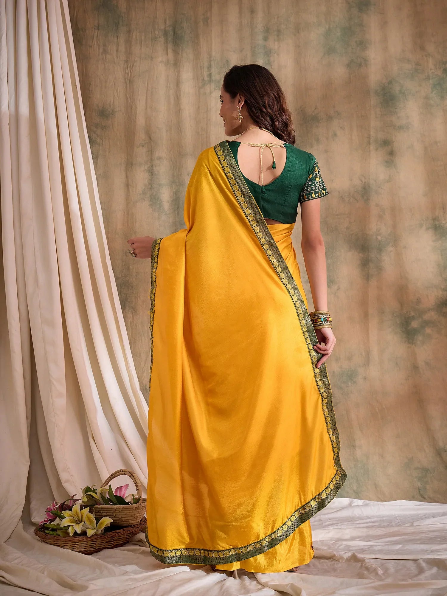 Yellow Embroidered Saree | Handcrafted Designer Sarees India