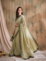 Womens Fashion Ethnic Pista Green Color Sarees-MLSHWSA1560PSG0ONE