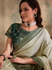 Womens Fashion Ethnic Pista Green Color Sarees-MLSHWSA1560PSG0ONE