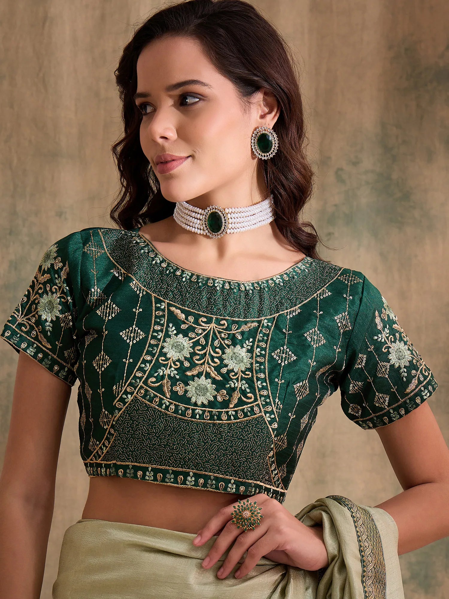 Pista Green Embroidered Saree | Indian Sarees