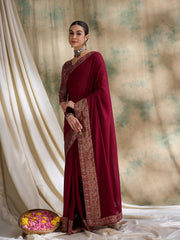 Womens Fashion Ethnic Red Color Sarees-MLSHWSA1578RED0ONE