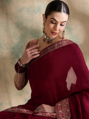 Womens Fashion Ethnic Red Color Sarees-MLSHWSA1578RED0ONE