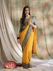 Womens Fashion Ethnic Yellow Color Sarees-MLSHWSA1579YLW0ONE