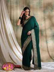 Womens Fashion Ethnic Green Color Sarees-MLSHWSA1583GRN0ONE