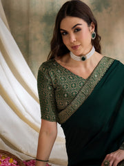 Womens Fashion Ethnic Green Color Sarees-MLSHWSA1583GRN0ONE