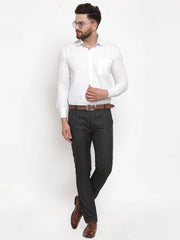 Indian Needle Men's Black Checked Formal Trousers