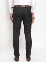 Indian Needle Men's Black Checked Formal Trousers