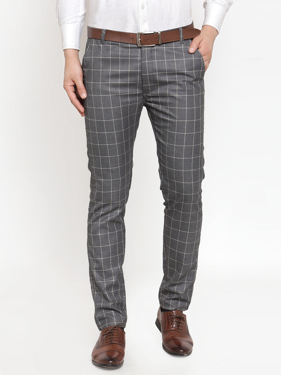 Indian Needle Men's Checked Formal Trousers