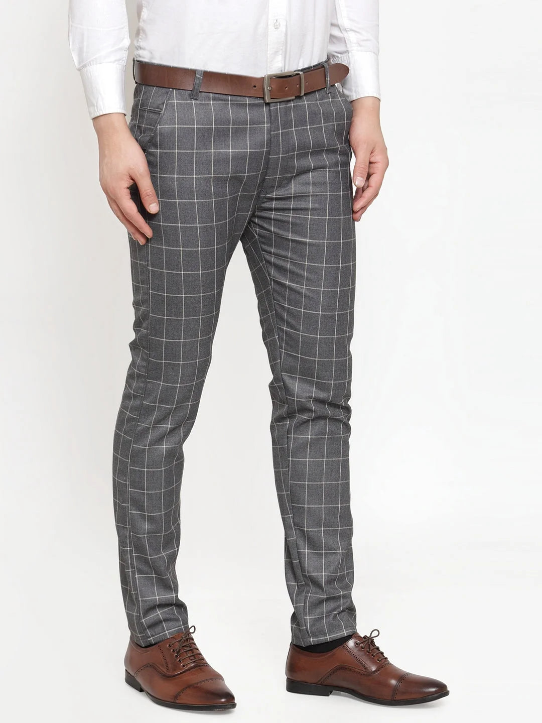 Men's Checked Formal Trousers | Indian Needle Cotton Pants