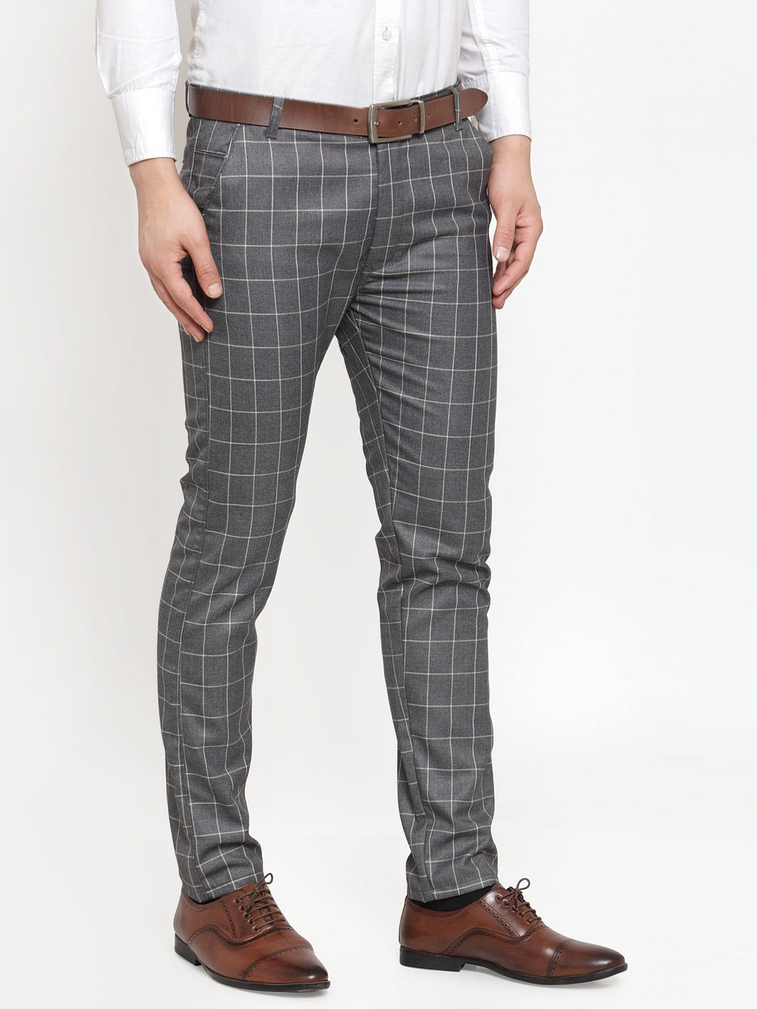 Men's Checked Formal Trousers | Indian Needle Cotton Pants