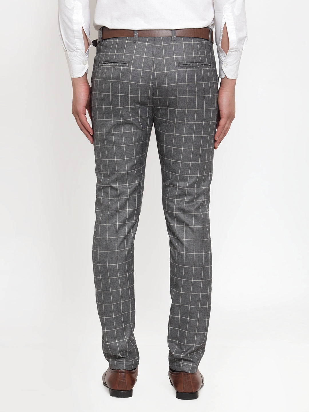 Men's Checked Formal Trousers | Indian Needle Cotton Pants