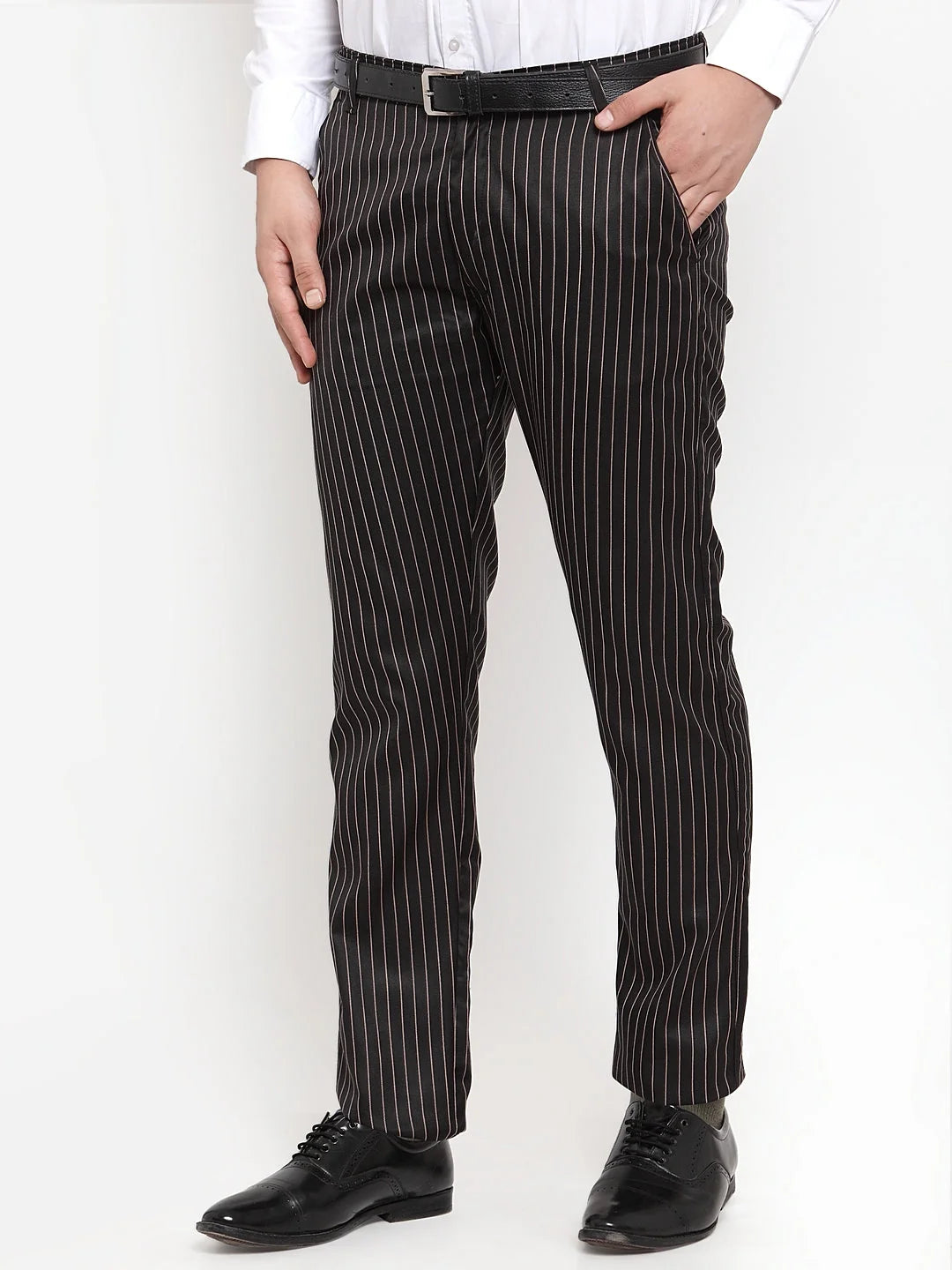 Dark Beige Formal Trousers | Jainish Tapered Fit Cotton Pants