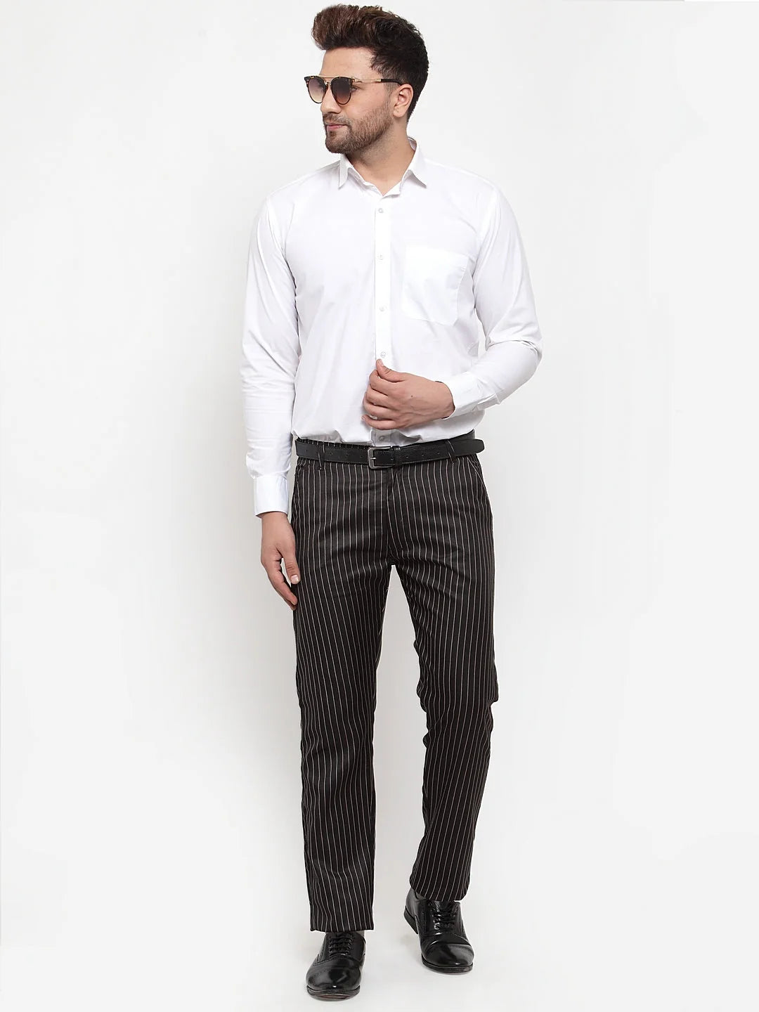 Dark Beige Formal Trousers | Jainish Tapered Fit Cotton Pants
