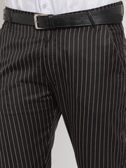 Jainish Men's Dark-Beige Tapered Fit Formal Trousers