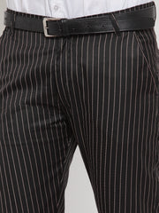 Jainish Men's Dark-Beige Tapered Fit Formal Trousers