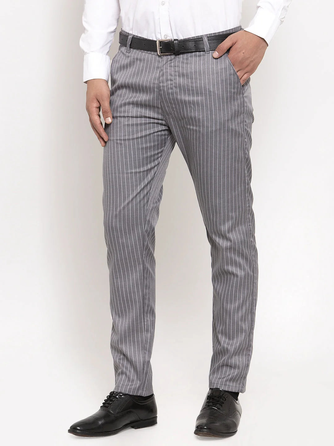 Jainish Brown Tapered Fit Formal Trousers | Cotton Pants