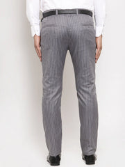 Jainish Men's Brown Tapered Fit Formal Trousers